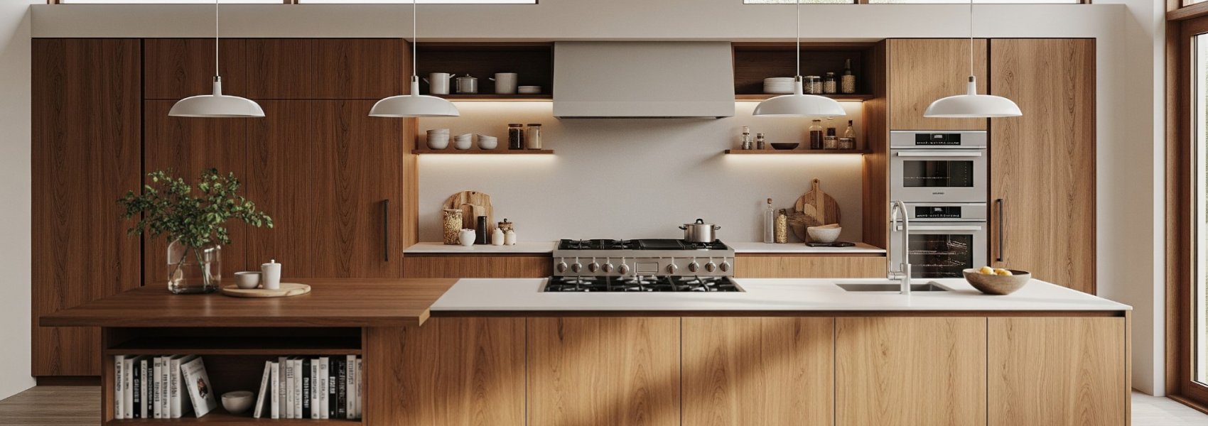 Noten houten keuken op maat gemaakt