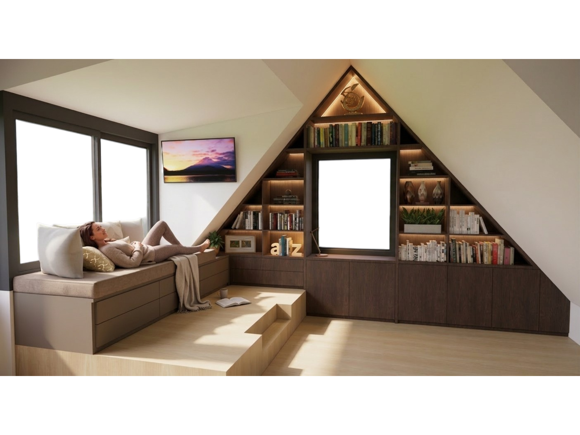 Wandmeubel met slaapbank / kledingkast op maat