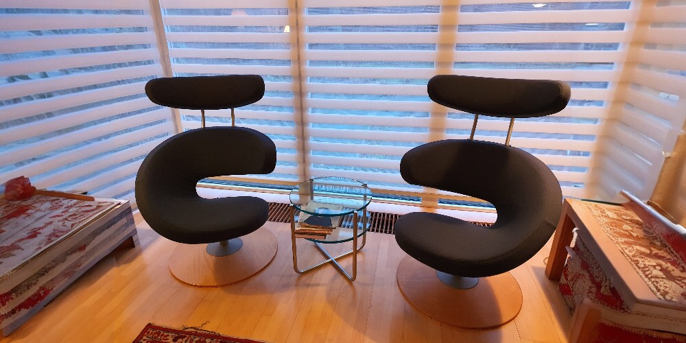 Het Resultaat: Modern en Tijdloos
Het eindresultaat van dit project heeft onze verwachtingen overtroffen. De Stokke Varier Peel stoel is getransformeerd van een comfortabel meubelstuk naar een stijlvolle blikvanger die zowel modern als tijdloos is.